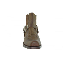 Load image into Gallery viewer, Loblan 515 Leather Brown Cowboy Boots Biker Western Square Toe Ankle Boot - www.loblanboots.com