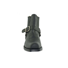 Load image into Gallery viewer, Loblan 515 Leather Black Cowboy Boots Biker Western Square Toe Ankle Boot - www.loblanboots.com