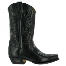Load image into Gallery viewer, Loblan 194 Western Boots Black Shiny Leather Cowboy Boots Classic Biker - www.loblanboots.com