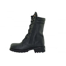 Load image into Gallery viewer, Loblan 2024 Black Biker Boots Combat Military Lace Up Handmade Boot Side Pocket - www.loblanboots.com