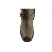Load image into Gallery viewer, Loblan 548 Brown Waxy Leather Mens Cowboy Boots Classic Biker Square Chisel Toe - www.loblanboots.com
