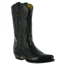 Load image into Gallery viewer, Loblan 194 Western Boots Black Shiny Leather Cowboy Boots Classic Biker - www.loblanboots.com