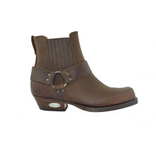 Load image into Gallery viewer, Loblan 096 Brown Leather Cowboy Ankle Boots Biker Western Square Chisel Toe Boot - www.loblanboots.com