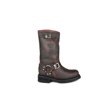 Load image into Gallery viewer, Loblan 501 Brown Waxy Leather Mens Biker Bike Boots Classic Round Toe Hand Made - www.loblanboots.com