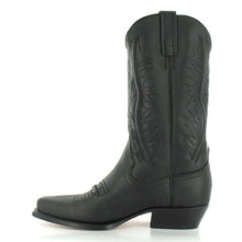 Load image into Gallery viewer, Loblan 2616 Black Waxy Leather Cowboy Boots Hand Made Classic Biker Western 206 - www.loblanboots.com