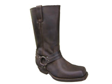 Load image into Gallery viewer, Loblan 295 Brown Waxy Leather Mens Biker Boots Classic Cowboy Square Chisel Toe - www.loblanboots.com
