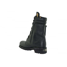Load image into Gallery viewer, Loblan 2024 Black Biker Boots Combat Military Lace Up Handmade Boot Side Pocket - www.loblanboots.com