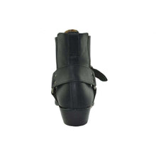 Load image into Gallery viewer, Loblan 515 Leather Black Cowboy Boots Biker Western Square Toe Ankle Boot - www.loblanboots.com