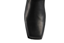 Load image into Gallery viewer, Loblan 295 Black Waxy Leather Mens Biker Boots Classic Cowboy Square Chisel Toe - www.loblanboots.com