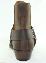 Load image into Gallery viewer, Loblan 096 Brown Leather Cowboy Ankle Boots Biker Western Square Chisel Toe Boot - www.loblanboots.com
