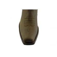 Load image into Gallery viewer, Loblan 517 Leather Brown Cowboy Boots Biker Western Square Toe Ankle Boot - www.loblanboots.com