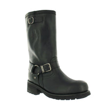 Load image into Gallery viewer, Loblan 501 Black Waxy Leather Mens Biker Bike Boots Classic Round Toe Hand Made - www.loblanboots.com