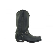 Load image into Gallery viewer, Loblan 548 Black Waxy Leather Mens Cowboy Boots Western Biker Square Chisel Toe - www.loblanboots.com