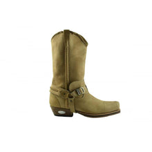 Load image into Gallery viewer, Loblan 548 Tan Beige Leather Mens Cowboy Boots Biker Square Chisel Toe Western - www.loblanboots.com