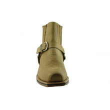 Load image into Gallery viewer, Loblan 515 Leather Tan Beige Cowboy Boots Biker Western Square Toe Ankle Boot - www.loblanboots.com