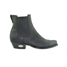 Load image into Gallery viewer, Loblan 298 Black Waxy Leather Cowboy Short Western Boots Pointed Ankle Boot - www.loblanboots.com