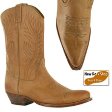 Load image into Gallery viewer, Loblan 194 Tan Beige Leather Cowboy Boots Handmade Classic Men'S Western Boot - www.loblanboots.com