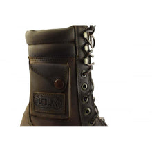 Load image into Gallery viewer, Loblan 2024 Brown Biker Boots Combat Military Lace Up Handmade Boot Side Pocket - www.loblanboots.com