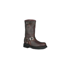 Load image into Gallery viewer, Loblan 501 Brown Waxy Leather Mens Biker Bike Boots Classic Round Toe Hand Made - www.loblanboots.com