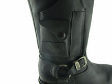Load image into Gallery viewer, Loblan 618 Black Waxy Leather Men'S Biker Boots Classic Round Toe Handmade Bike - www.loblanboots.com