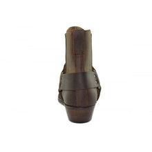 Load image into Gallery viewer, Loblan 096 Brown Leather Cowboy Ankle Boots Biker Western Square Chisel Toe Boot - www.loblanboots.com