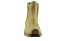 Load image into Gallery viewer, Loblan 517 Leather Tan Beige Cowboy Boots Biker Western Square Toe Ankle Boot - www.loblanboots.com