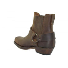 Load image into Gallery viewer, Loblan 096 Brown Leather Cowboy Ankle Boots Biker Western Square Chisel Toe Boot - www.loblanboots.com
