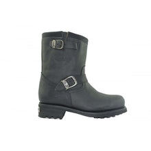 Load image into Gallery viewer, Loblan 584 Black Leather Biker Boots Original Bike Round Toe Western Boot - www.loblanboots.com