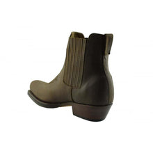 Load image into Gallery viewer, Loblan 517 Leather Brown Cowboy Boots Biker Western Square Toe Ankle Boot - www.loblanboots.com