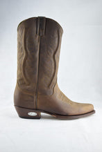 Load image into Gallery viewer, Loblan 2616 Brown Waxy Leather Cowboy Boots Hand Made Classic Biker Western 206 - www.loblanboots.com