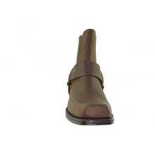 Load image into Gallery viewer, Loblan 096 Brown Leather Cowboy Ankle Boots Biker Western Square Chisel Toe Boot - www.loblanboots.com