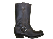 Load image into Gallery viewer, Loblan 295 Brown Waxy Leather Mens Biker Boots Classic Cowboy Square Chisel Toe - www.loblanboots.com