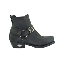 Load image into Gallery viewer, Loblan 515 Leather Black Cowboy Boots Biker Western Square Toe Ankle Boot - www.loblanboots.com