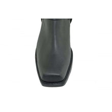 Load image into Gallery viewer, Loblan 096 Black Leather Cowboy Ankle Boots Biker Western Square Chisel Toe Boot - www.loblanboots.com