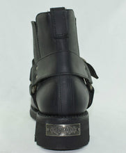 Load image into Gallery viewer, Loblan 611 Black Waxy Leather Men'S Biker Boots Classic Round Toe Handmade Bike - www.loblanboots.com