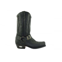 Load image into Gallery viewer, Loblan 2618 Black Waxy Leather Mens Cowboy Boots Classic Biker Western - www.loblanboots.com