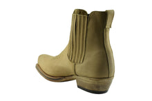 Load image into Gallery viewer, Loblan 517 Leather Tan Beige Cowboy Boots Biker Western Square Toe Ankle Boot - www.loblanboots.com