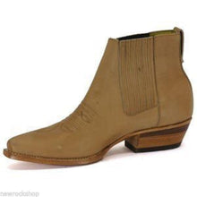 Load image into Gallery viewer, Loblan 298 Tan Beige Leather Men'S Short Boots Classic Ankle Cowboy Pointed Boot - www.loblanboots.com