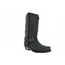 Load image into Gallery viewer, Loblan 548 Black Waxy Leather Mens Cowboy Boots Western Biker Square Chisel Toe - www.loblanboots.com