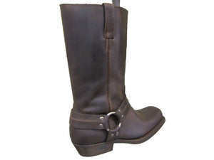 Loblan 295 Brown Waxy Leather Mens Biker Boots Classic Cowboy Square Chisel Toe - www.loblanboots.com