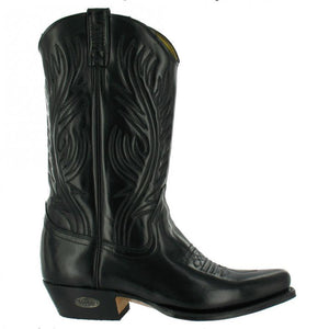 Loblan 194 Western Boots Black Shiny Leather Cowboy Boots Classic Biker - www.loblanboots.com
