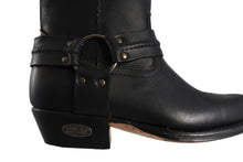 Load image into Gallery viewer, Loblan 295 Black Waxy Leather Mens Biker Boots Classic Cowboy Square Chisel Toe - www.loblanboots.com
