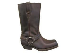 Loblan 295 Brown Waxy Leather Mens Biker Boots Classic Cowboy Square Chisel Toe - www.loblanboots.com