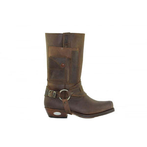 Loblan 620 Brown Waxy Leather Men Cowboy Western Boots Square Chisel Toe Pocket - www.loblanboots.com