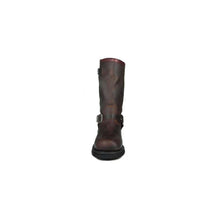 Load image into Gallery viewer, Loblan 501 Brown Waxy Leather Mens Biker Bike Boots Classic Round Toe Hand Made - www.loblanboots.com
