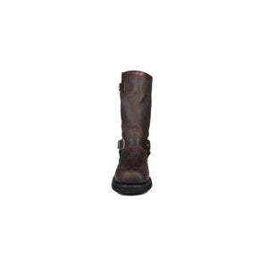 Loblan 501 Brown Waxy Leather Mens Biker Bike Boots Classic Round Toe Hand Made - www.loblanboots.com