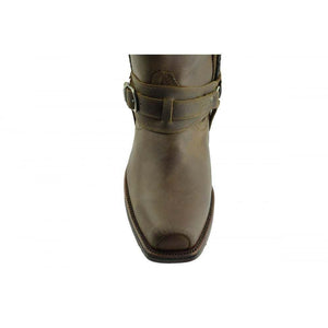 Loblan 548 Brown Waxy Leather Mens Cowboy Boots Classic Biker Square Chisel Toe - www.loblanboots.com