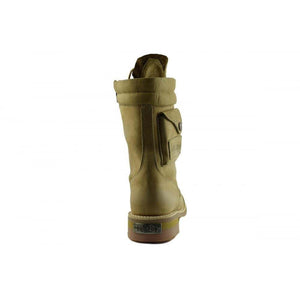 Loblan 2024 Tan Beige Biker Boots Combat Military Lace Up Handmade Side Pocket - www.loblanboots.com