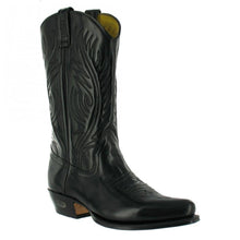 Load image into Gallery viewer, Loblan 194 Western Boots Black Shiny Leather Cowboy Boots Classic Biker - www.loblanboots.com
