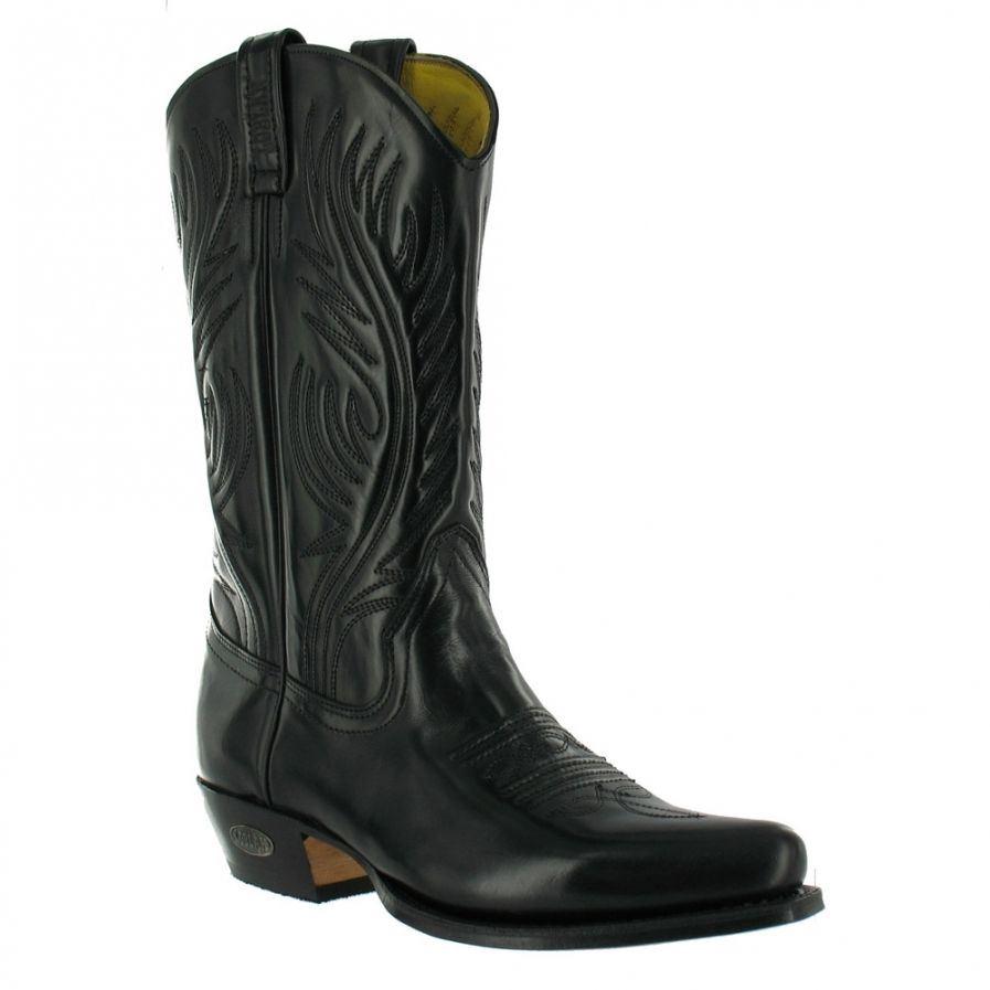 Loblan 194 Western Boots Black Shiny Leather Cowboy Boots Classic Biker - www.loblanboots.com